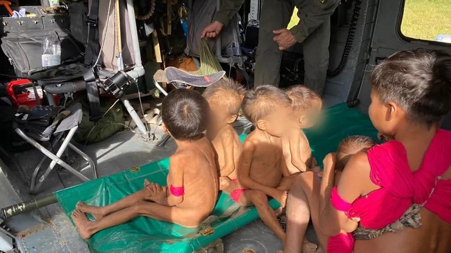 Crianças yanomamis resgatadas em operação do Ministério da Saúde - 22.jan.2023 - Weibe Tapeba/ Sesai / Divulgação