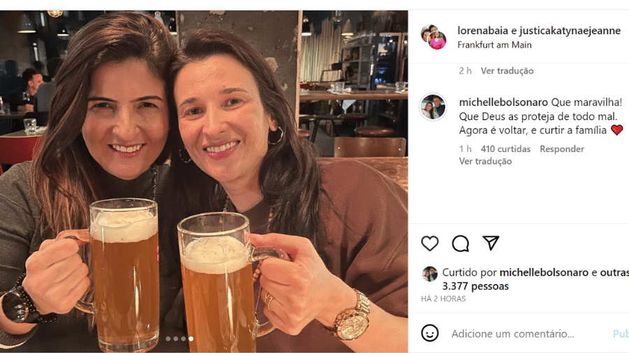 A ex-primeira-dama Michelle Bolsonaro comemorou a libertação das duas brasileiras presas na Alemanha - Reprodução/Instagram