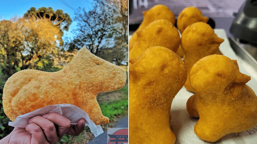 Feirante viraliza com pastel e coxinha em formato de capivara e