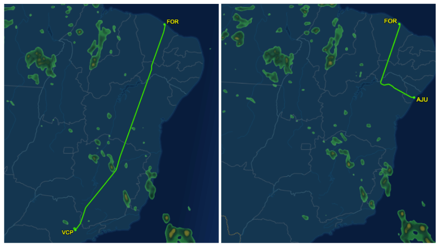 O voo seguiria para Campinas, em São Paulo, mas teve que ser desviado para Aracaju, em Sergipe