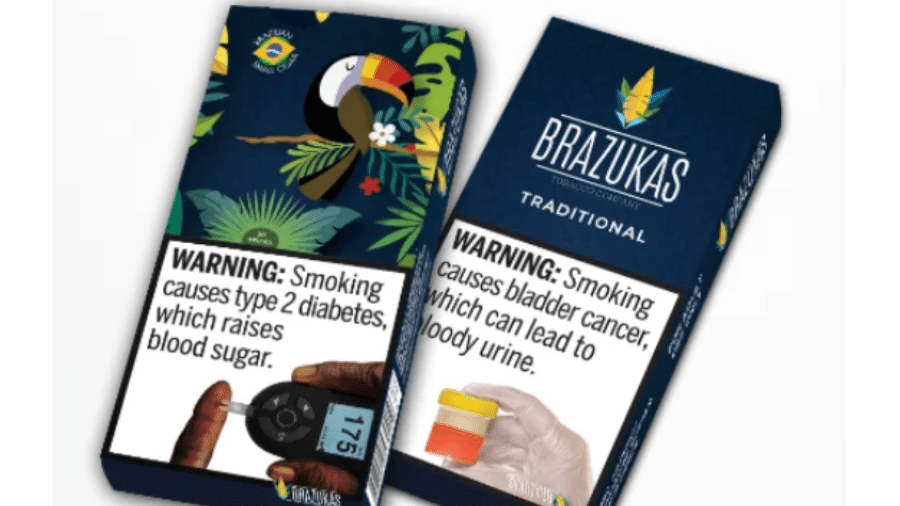 Embalagem para os cigarros de palha da Palheiros Paulistinha criada exclusivamente para exportação