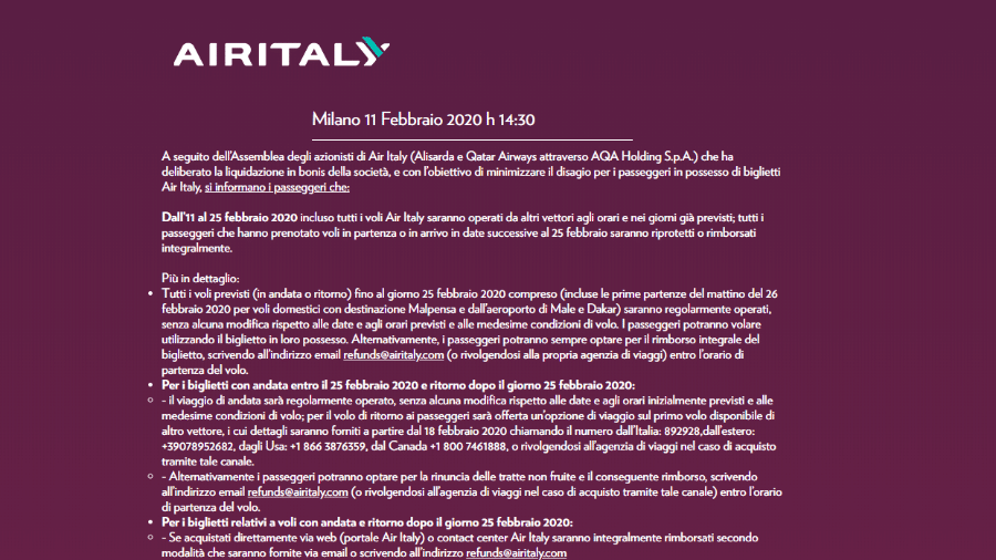 Companhia área Air Italy anuncia liquidação - Reprodução