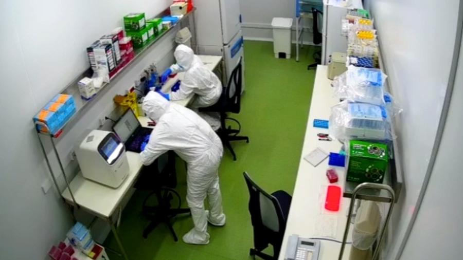 Trabalho no NB3, laboratório onde são processadas as amostras para diagnóstico molecular  - Reprodução