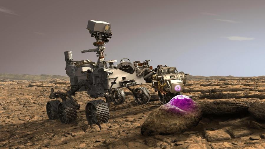 Ilustração do robô Perseverance, responsável pela descoberta da propagação do som no planeta Marte - Nasa