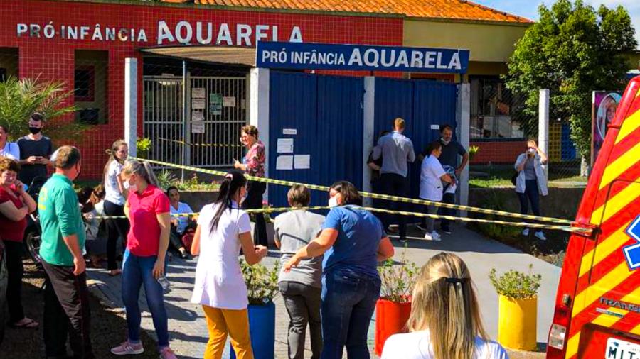 A creche Aquarela, em Saudades (SC), local de chacina de bebês e professoras em 4 de maio de 2021
