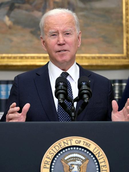 O presidente dos EUA, Joe Biden, apresenta atualização sobre a situação na fronteira Rússia-Ucrânia - Jim WATSON / AFP