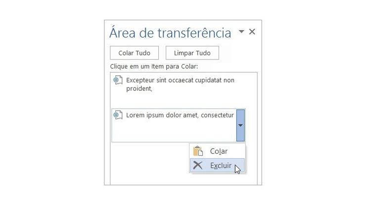 Detalhe da Área de Transferência do Microsoft Word - Divulgação - Divulgação