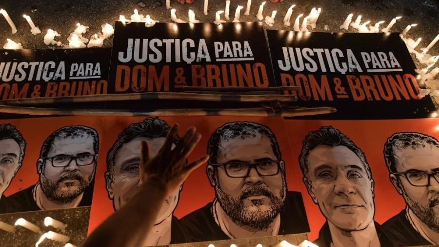 Em São Paulo, povos indígenas manifestaram indignação diante de morte de Dom e Bruno - Nelson Almeida/AFP