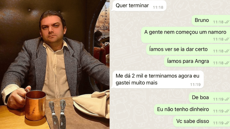 Bruno Ferreira foi preso pelos crimes de extorsão e perseguição; ele passou a ameaçar mulher que conheceu em app de relacionamento - Reprodução/Instagram/WhatsApp