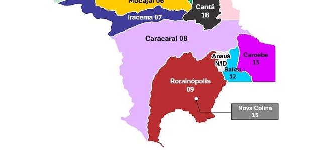 Mapa da divisão de Roraima por facção criminosa