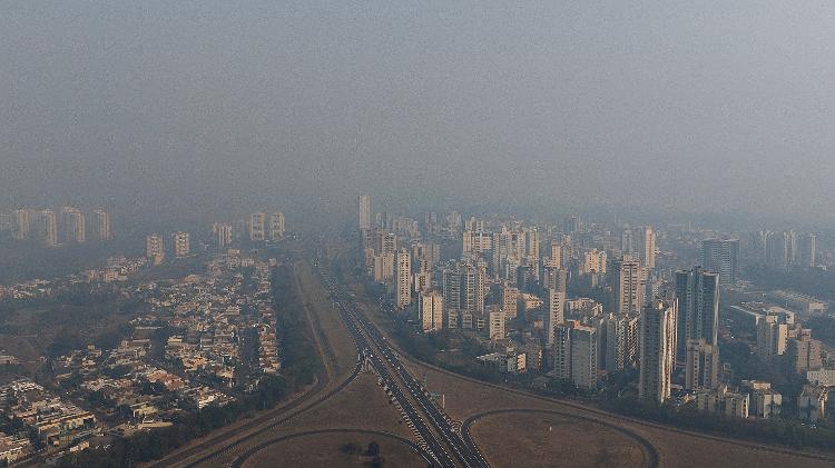 Fogo em vegetação perto de Ribeirão Preto, SP, em 24 de agosto de 2024