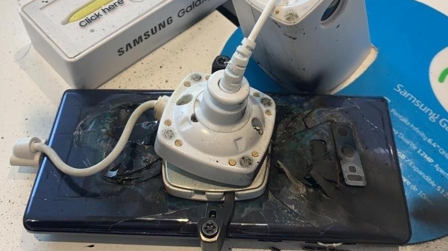 Aparelho da Samsung pega fogo em loja no Peru - Reprodução/rpp.pe