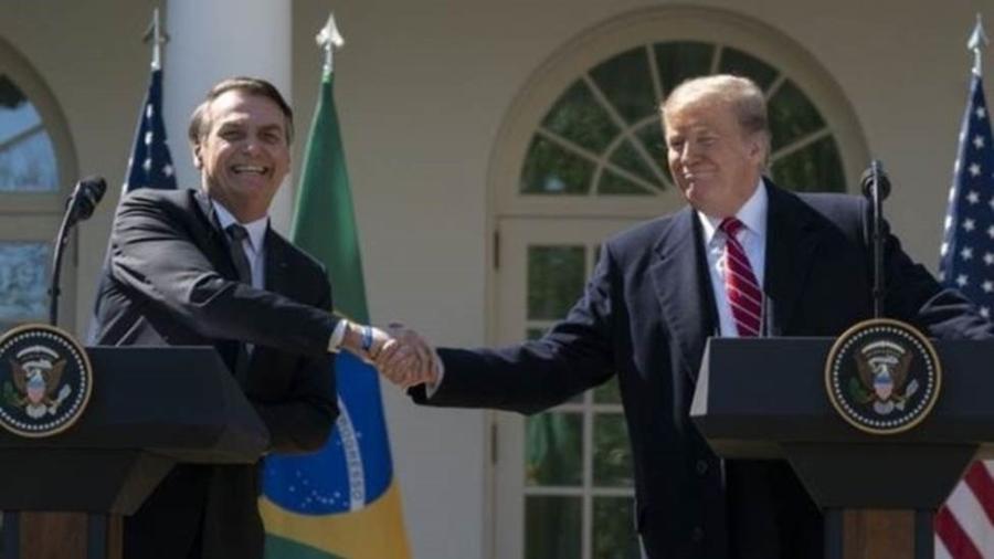 Bolsonaro e Trump em encontro no início do ano; nova agenda conjunta entre ambos ainda é incerta - Getty Images
