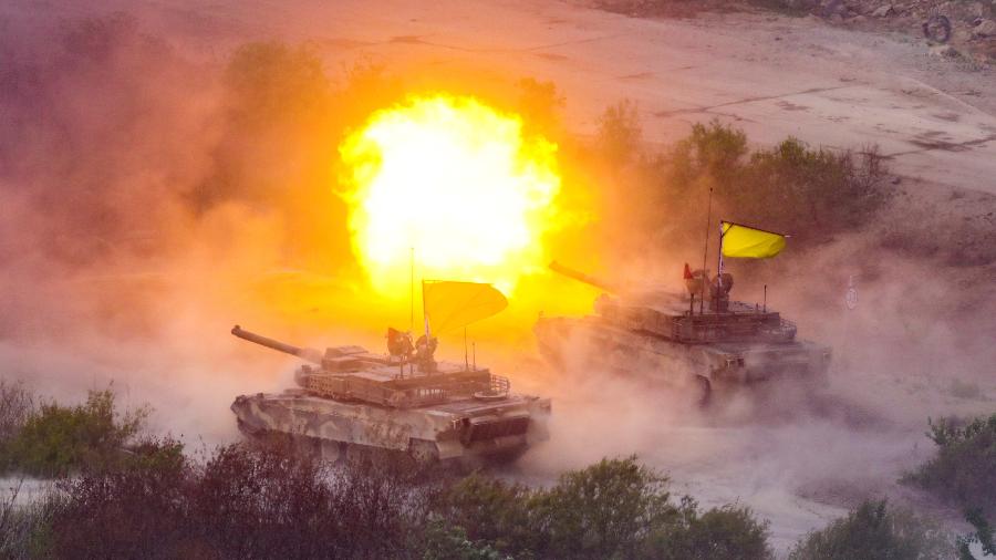 Tanques da Coreia do Sul em exercício militar conjunto com os EUA - Ministério da Defesa da Coreia do Sul via Reuters
