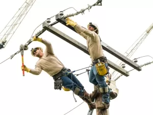 Tensão no ar: 'caubóis elétricos' montam em postes em 'rodeio' premiado