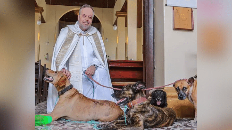 Padre acolhe animais em missa e ajuda na adoção