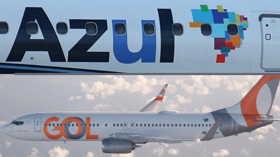 Aviões da Azul Linhas Aéreas e Gol Linhas Aéreas; empresas anunciaram possível fusão  - Divulgação