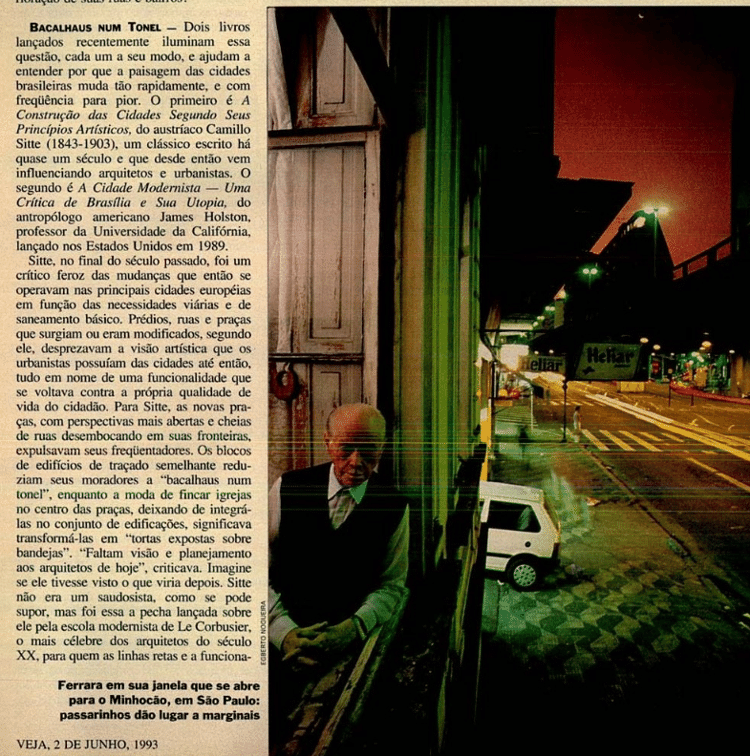 Oswald Ferrara, filho de Savério, foi entrevistado e fotografado pela revista Veja em 1993
