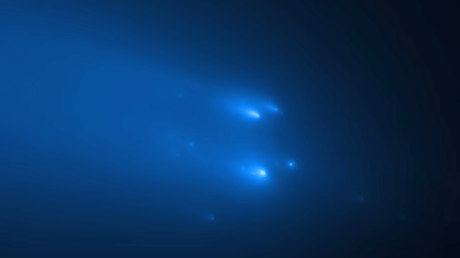 Cometa C/2019 Y4 (Atlas) viajando despedaçado rumo ao interior do sistema solar - Reprodução/YouTube/HubbleESA