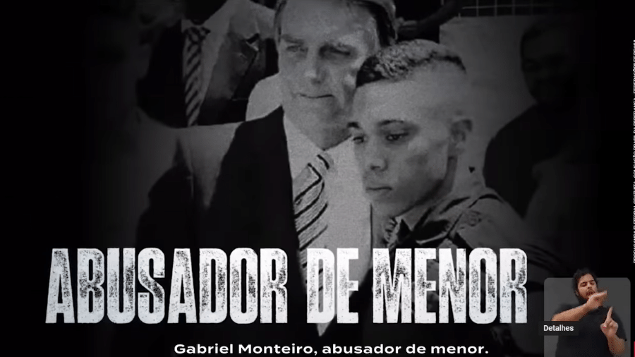 Propaganda do PT mostrou apoiadores da reeleição de Jair Bolsonaro (PL), Gabriel Monteiro é chamado de "abusador de menor" - Reprodução/YouTube
