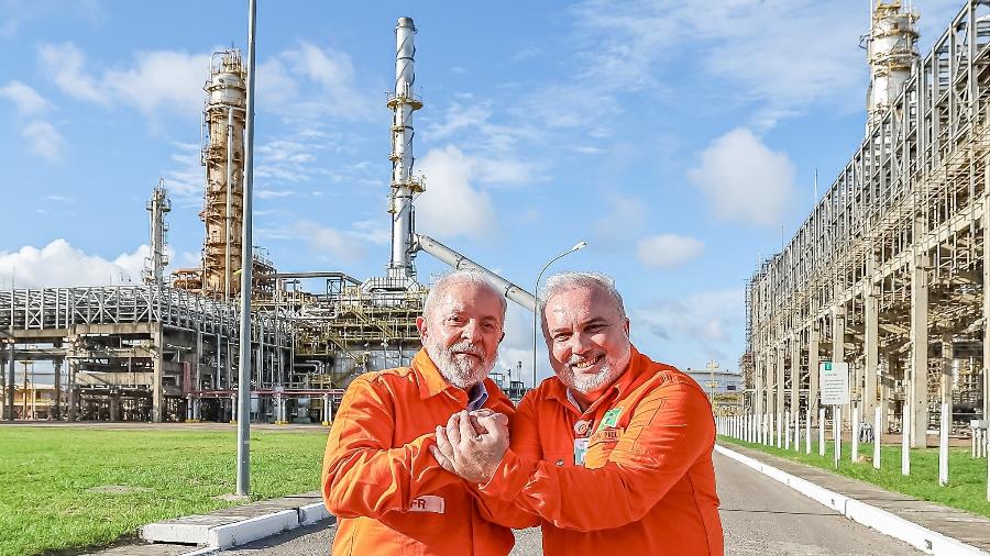 18.01.24 - O presidente Lula (PT) e o presidente da Petrobras, Jean Paul Prates, na retomada das Obras da Refinaria Abreu e Lima, em Pernambuco