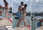 Homem cai no mar logo após pedir a mão da noiva em casamento em SC; veja - Reprodução/Redes Sociais