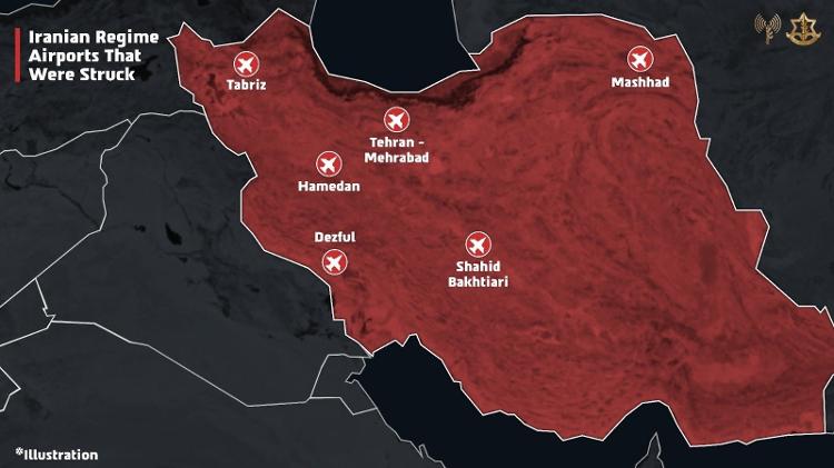 Exército israelense afirmou ter atacado seis aeroportos iranianos