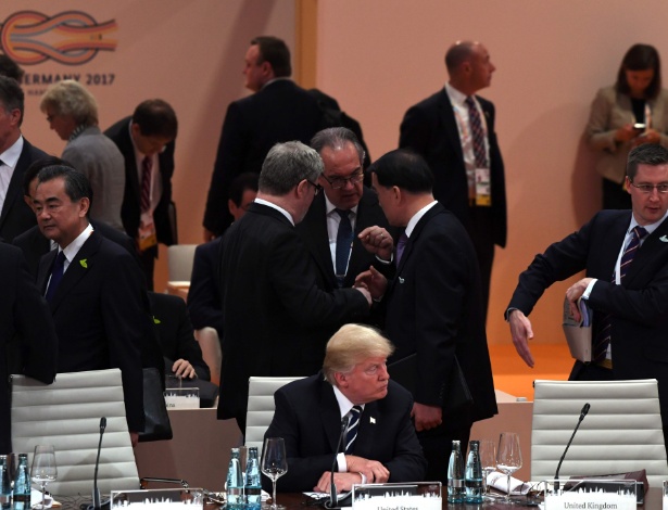7.jul.2017 - O presidente dos EUA, Donald Trump, durante a cúpula do G20 em Hamburgo, na Alemanha - Patrik Stollarz/AFP