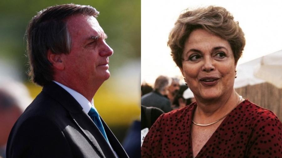 O presidente Jair Bolsonaro (PL) e a ex-presidente Dilma Rousseff (PT) - Adriano Machado/Reuters e Reprodução/Instagram