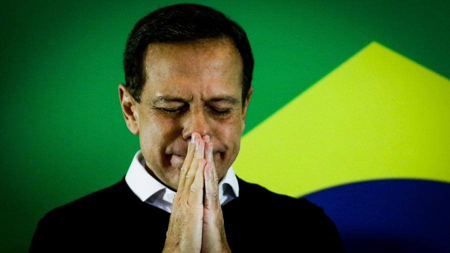 O ex-governador de São Paulo João Doria (PSDB) se emocionou após anunciar que desistiu de ser candidato à Presidência da República - Aloísio Maurício/Fotoarena/Estadão Conteúdo