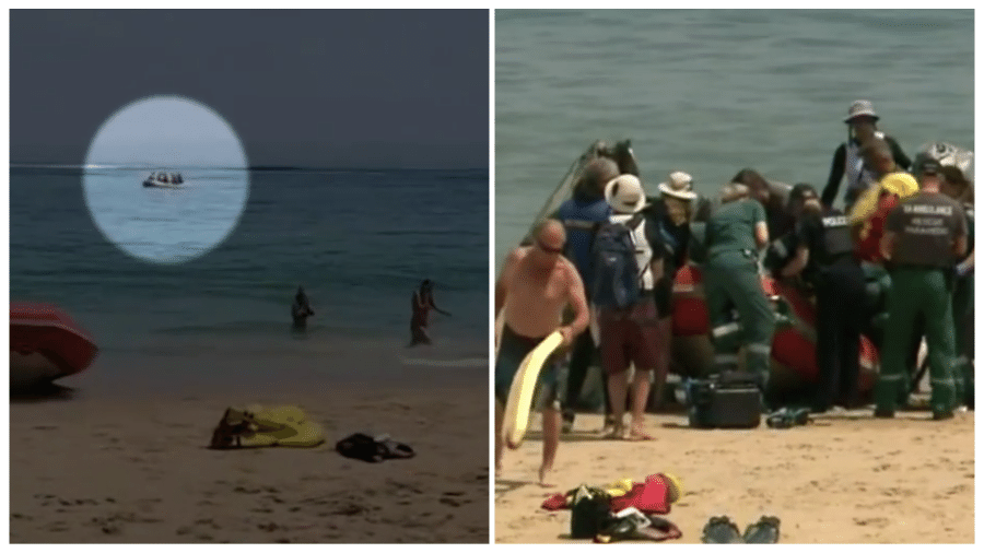 Crianças que estavam na praia no momento do acidente disseram que viram o tubarão agarrando a cabeça da mulher