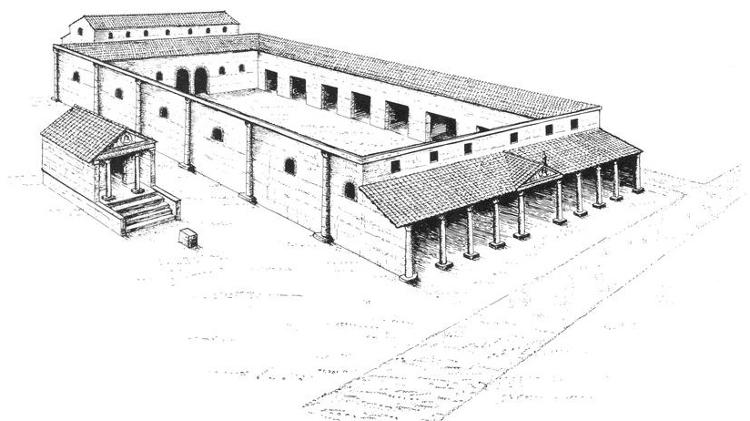 Um desenho de reconstrução do primeiro Fórum de Londres Um desenho de reconstrução do primeiro Fórum de Londres