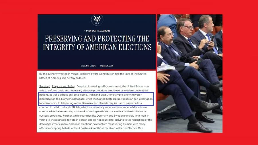 Ordem Executiva de Trump no site da Casa Branca: elogios ao processo eleitoral no Brasil. E Bolsonaro assiste ao julgamento de aceitação de denúncia no STF. Não intimidou ninguém Ordem Executiva de Trump no site da Casa Branca: elogios ao processo eleitoral no Brasil. E Bolsonaro assiste ao julgamento de aceitação de denúncia no STF. Não intimidou ninguém