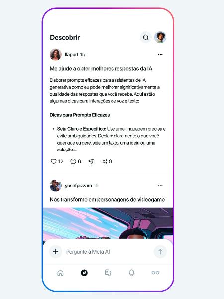 Interface do aplicativo Meta.AI