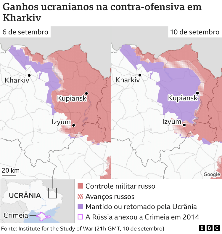 Map shows Ukrainian offensive against Russian troops in Kharkiv region - BBC - BBC