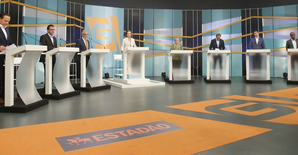 Sete candidatos ao governo do estado de São Paulo participam de debate mediado pela jornalista Maria Lydia e promovido pela TV Gazeta, em parceria com a rádio Jovem Pan e o jornal O Estado de S. Paulo