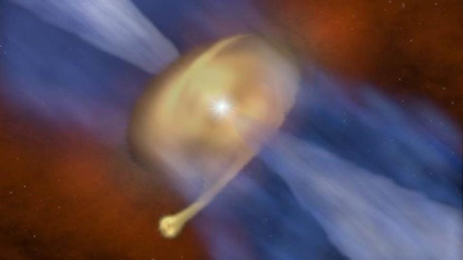 Ao buscarem planetas em formação, cientistas acabaram se deparando com o nascimento de um nova estrela - J.D.Ilee/Universidade de Leeds