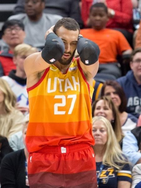 Rudy Gobert, jogador do Utah Jazz, foi o primeiro da liga a ser diagnosticado com a covid-19 - Russell Isabella