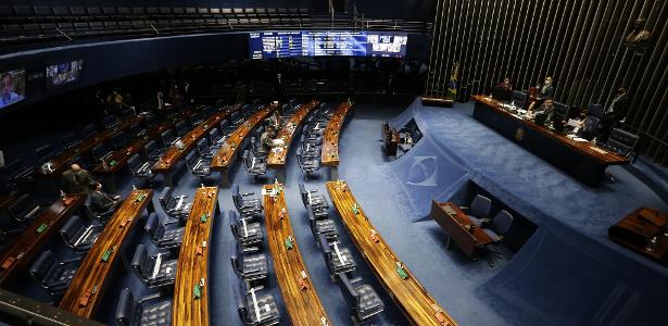 4 nov. 2021 - Visão geral do Plenário do Senado Federal durante sessão presidida por Rodrigo Pacheco (PSD-MG), em Brasília