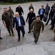 April 9, 2022 - British Prime Minister Boris Johnson (in a suit at the front) walks slightly behind Ukrainian President Volodymyr Zelensky at a meeting in Kiev, the capital of Ukraine - Andriy Yermak