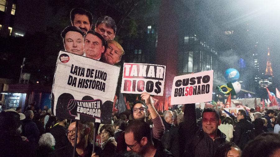 Movimentos populares se manifestaram pela taxação dos super ricos e o fim da escala 6X1 nesta quarta-feira (10), na Avenida Paulista, em São Paulo