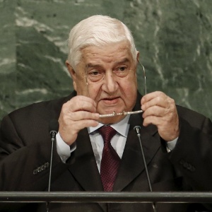 Chanceler da Síria, Walid al-Moualem, discursa na Assembleia Geral da ONU, em Nova York (EUA) - Mike Segar/Reuters