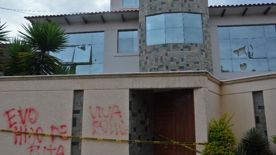 Casa de Evo Morales, em Cochabamba, foi alvo de ataques  - AFP