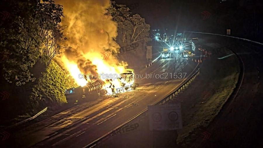 27.out.2026 - Acidente com carretas no Rodoanel deixou rodovia bloqueada nesta manhã 27.out.2026 - Acidente com carretas no Rodoanel deixou rodovia bloqueada nesta manhã