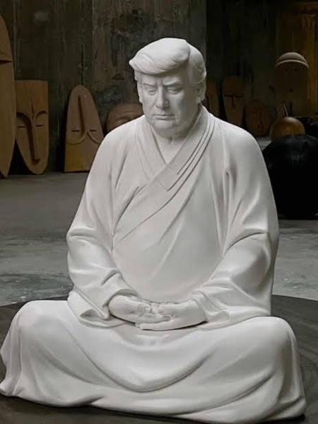 Estátua mostra Trump como Buda - Reprodução