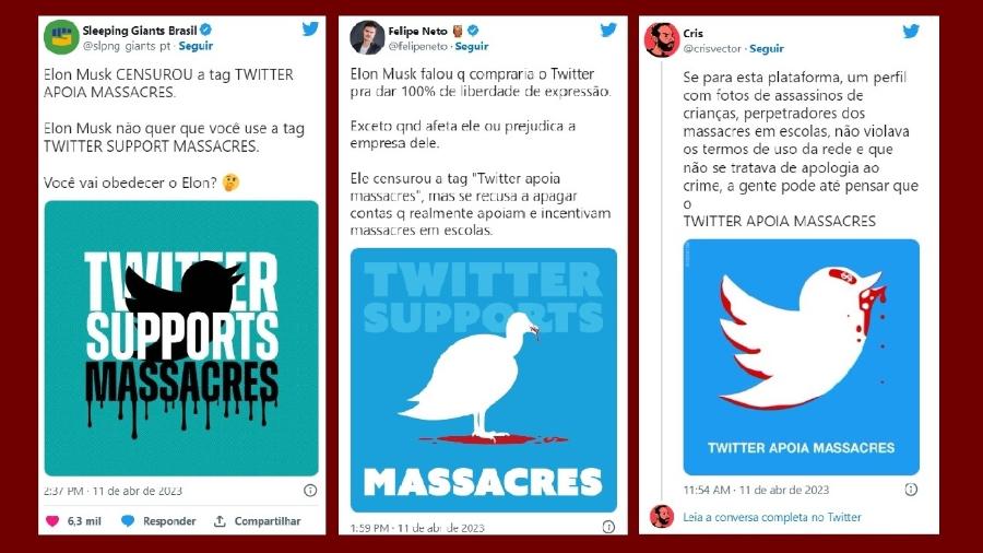 Postagens acusam o Twitter de apoiar massacres; Felipe Neto aponta o misterioro sumiço, ou nem tanto, da hashtag - Reprodução/Twitter