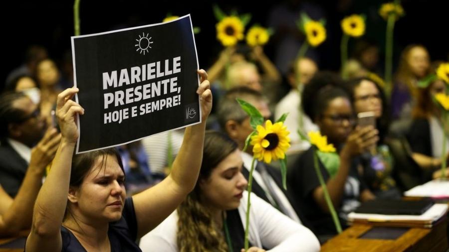 Ato na Câmara dos Deputados em memória de Marielle Franco - Marcelo Camargo/ Agência Brasil