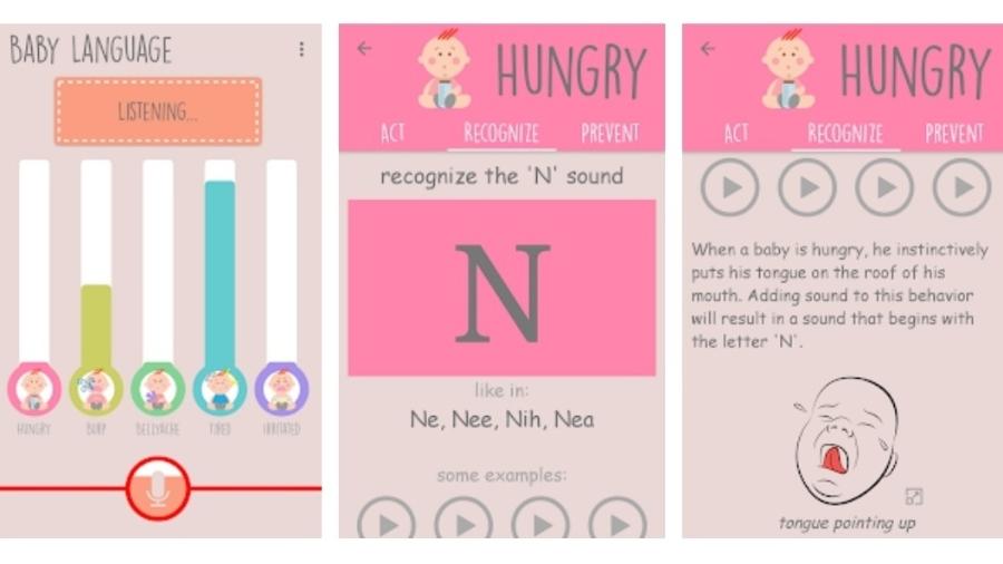 App Língua do Bebê, para Android - Reprodução