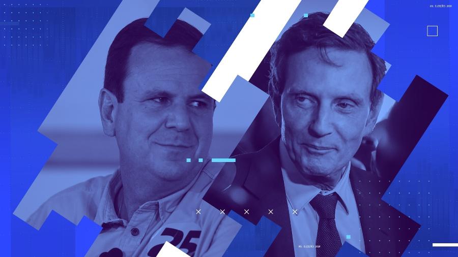 Debate Rio com Eduardo Paes (DEM) e Marcelo Crivella (Republicanos) - Arte/UOL