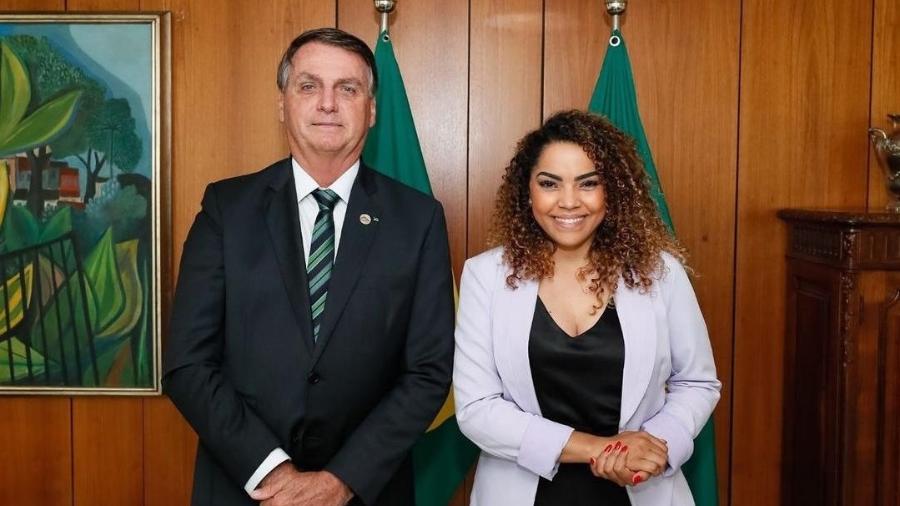 A Prefeita de Bauru, Suellen Rosim (Patriota), e o presidente da República, Jair Bolsonaro (sem partido), durante encontro em Brasília - Reprodução/Instagram